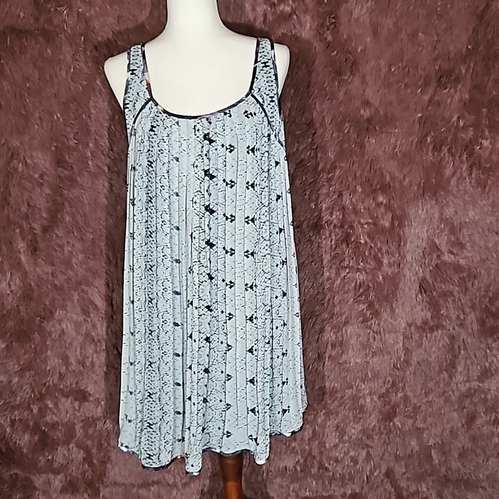 Ark & Co. Snake Print Pleated Floral Trim Sleeveless Dress